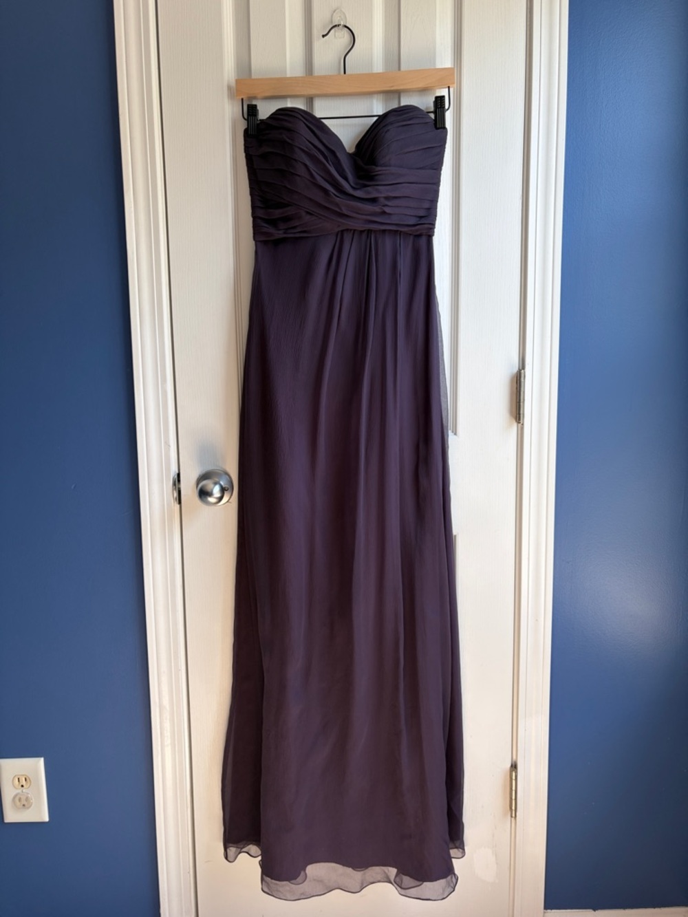 AMSALE Strapless Crinkled Silk Chiffon Formal Gown Size 4 Bridesmaid Prom